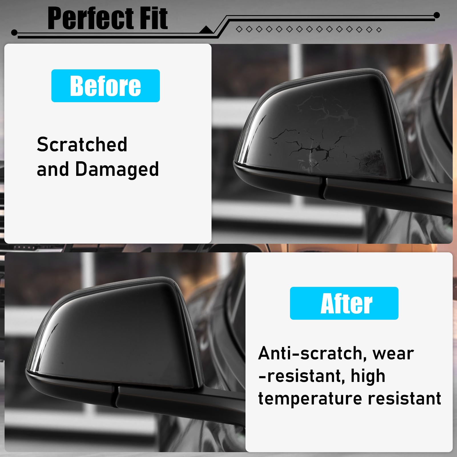 Jaronx mirror cover side profile demonstrating precise fit and aerodynamic shape