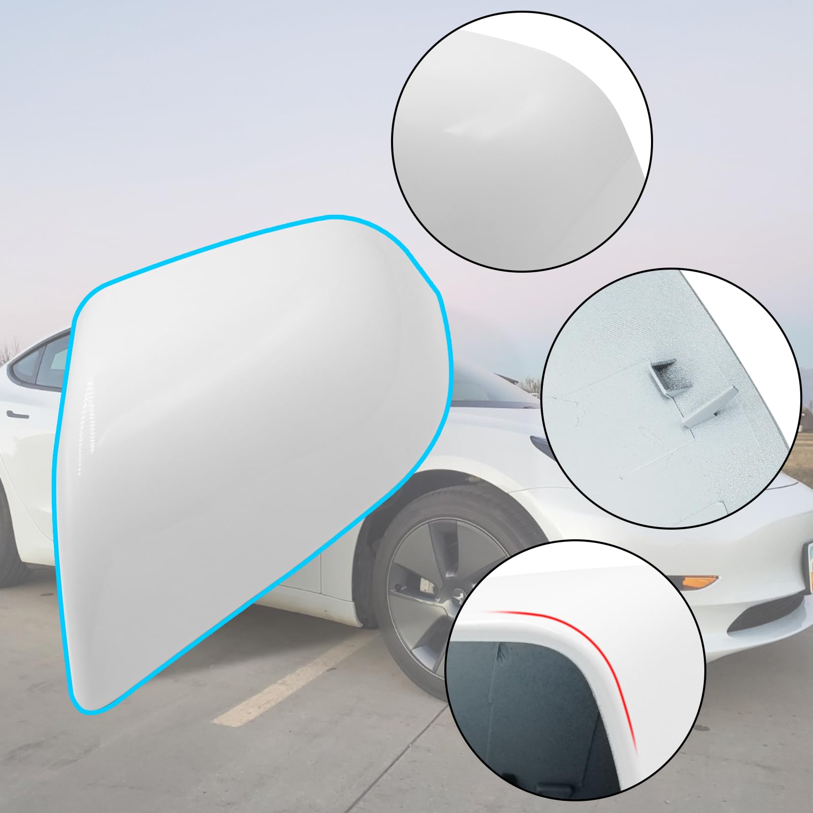 Jaronx mirror cap installed on Tesla Model 3 demonstrating seamless fit
