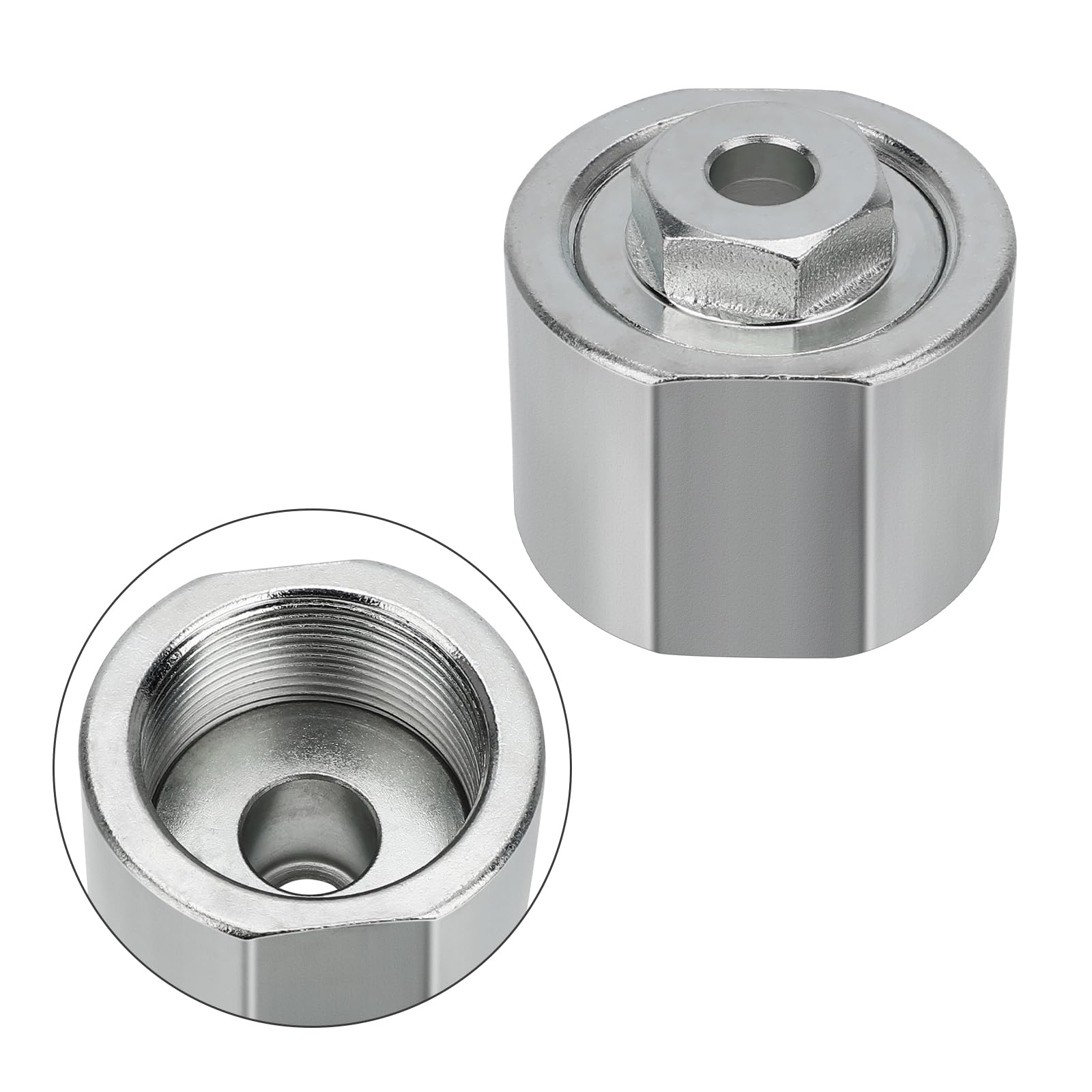 JAVIK ball joint next to coin showing compact size and fitment clarity