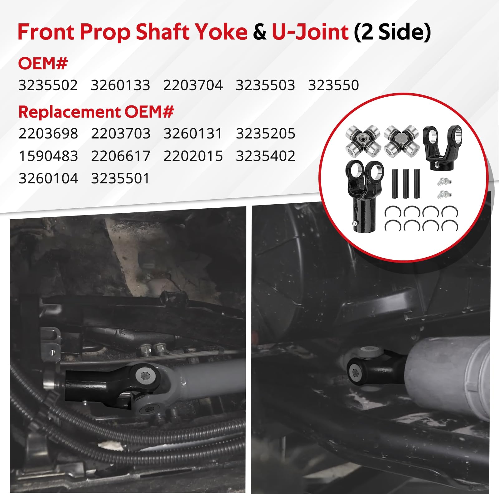 JAVIK yoke installed on a Polaris Ranger front axle for correct alignment