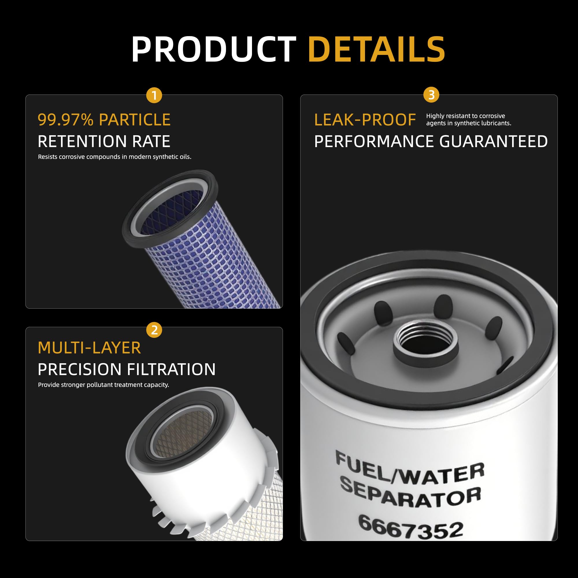 JAVOUKA hydraulic filter threads and gasket displayed for leak-resistant sealing benefit
