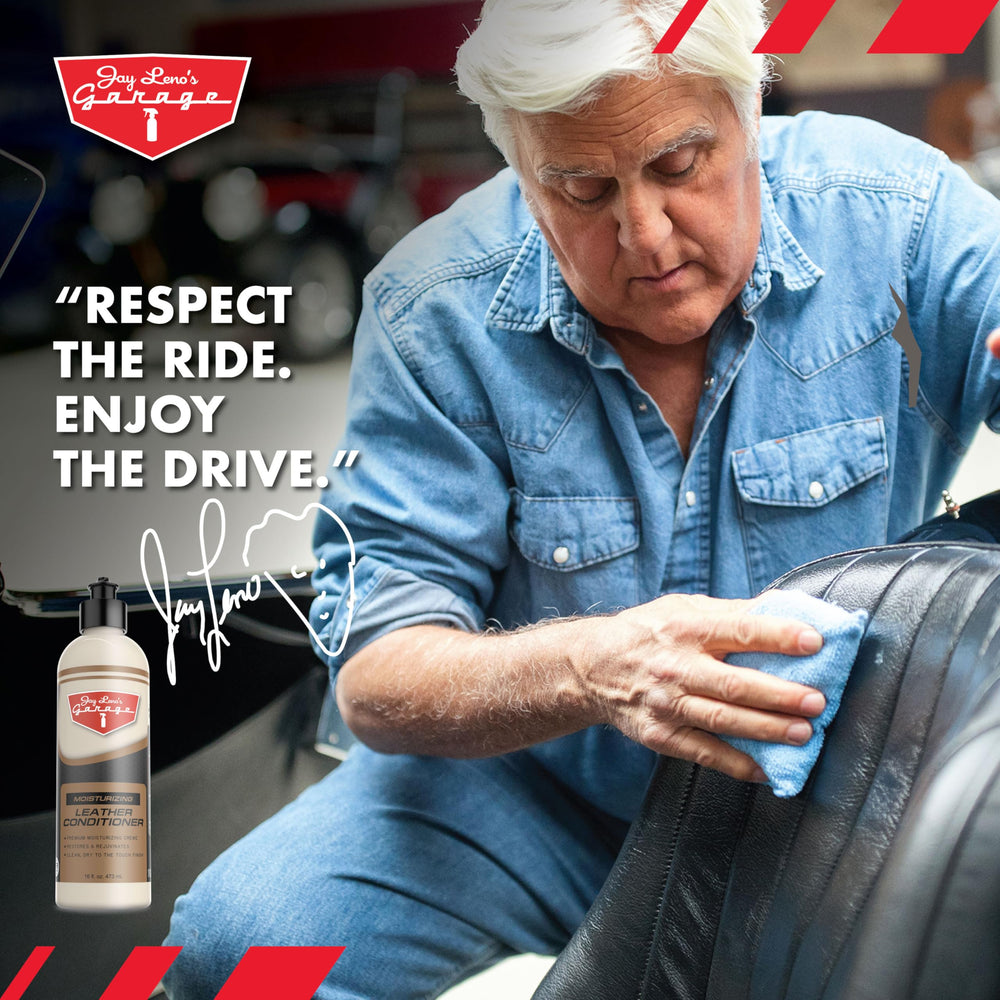 Jay Leno's Garage used inside a car interior for professional-looking maintenance