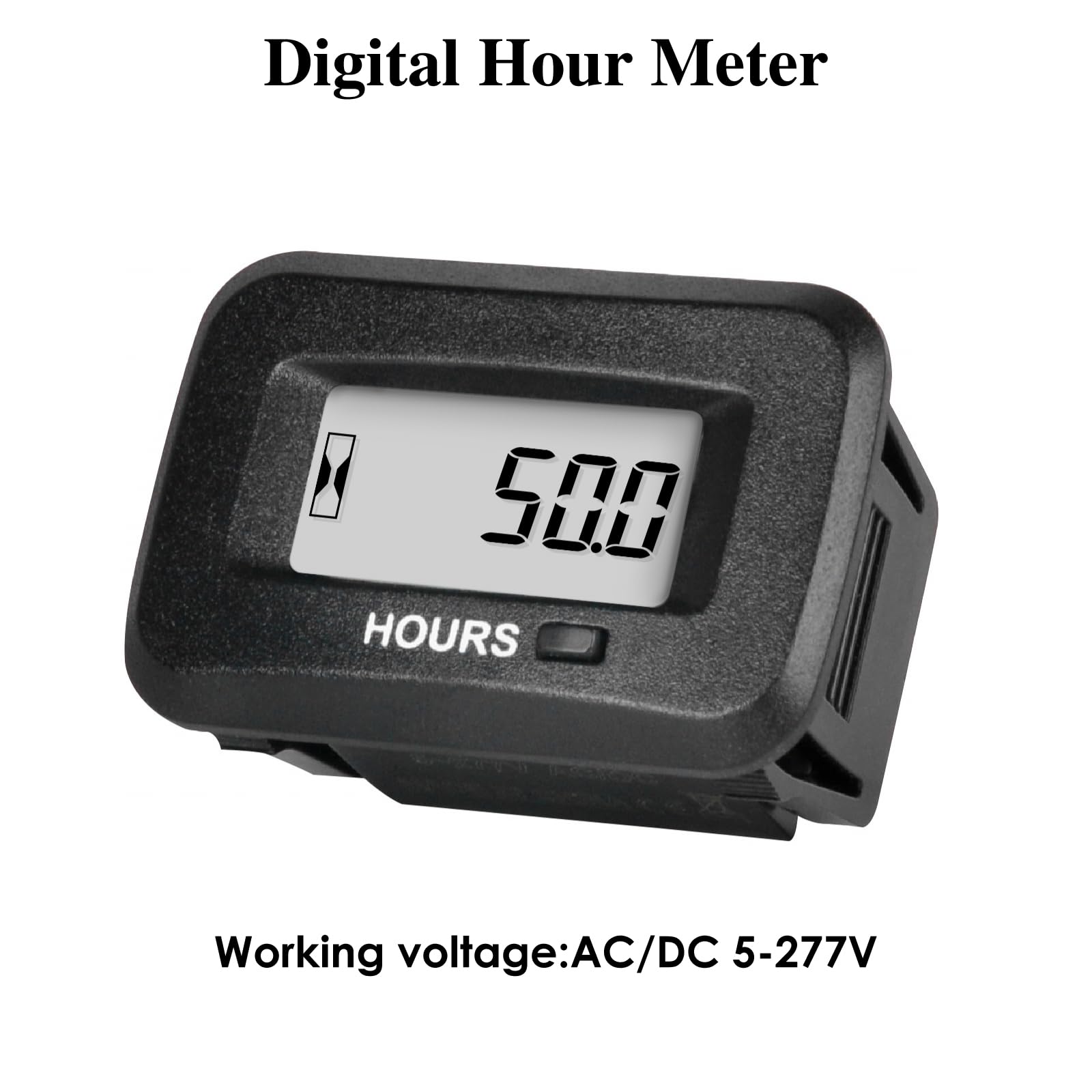 Jayron hour meter LCD close-up displaying hours and service countdown for quick checks