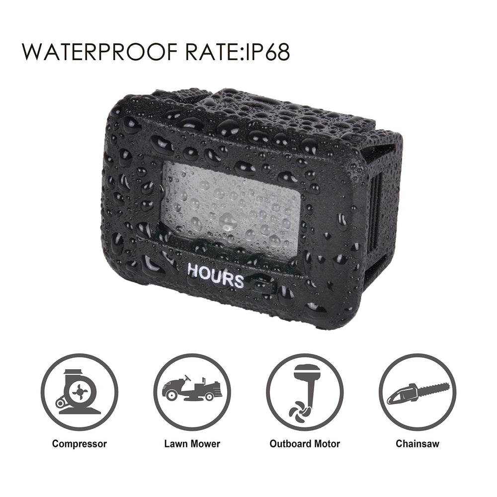 Jayron hour meter packaging with label and accessories for straightforward setup