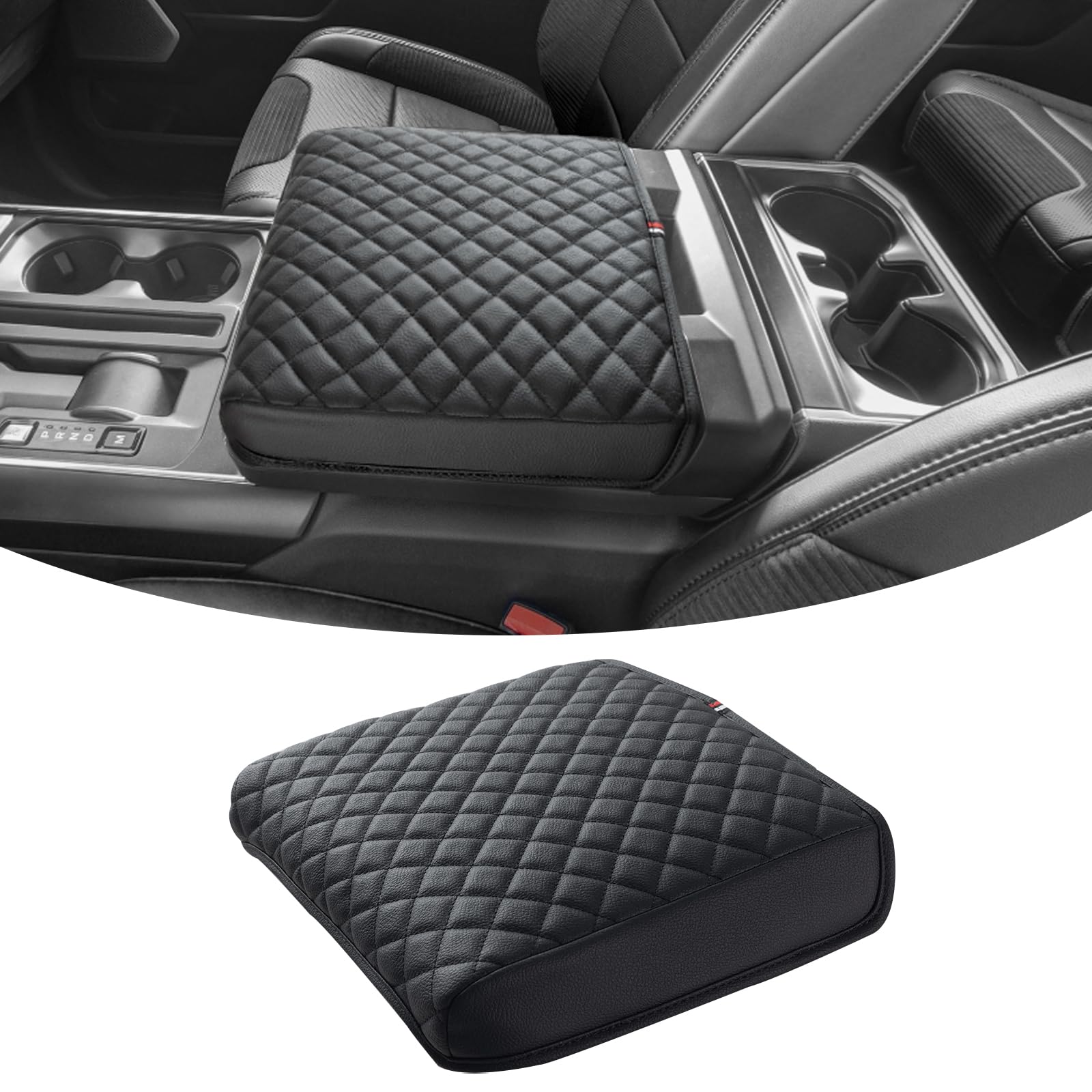 JDMCAR armrest cover front view showing sleek black finish and full coverage benefit