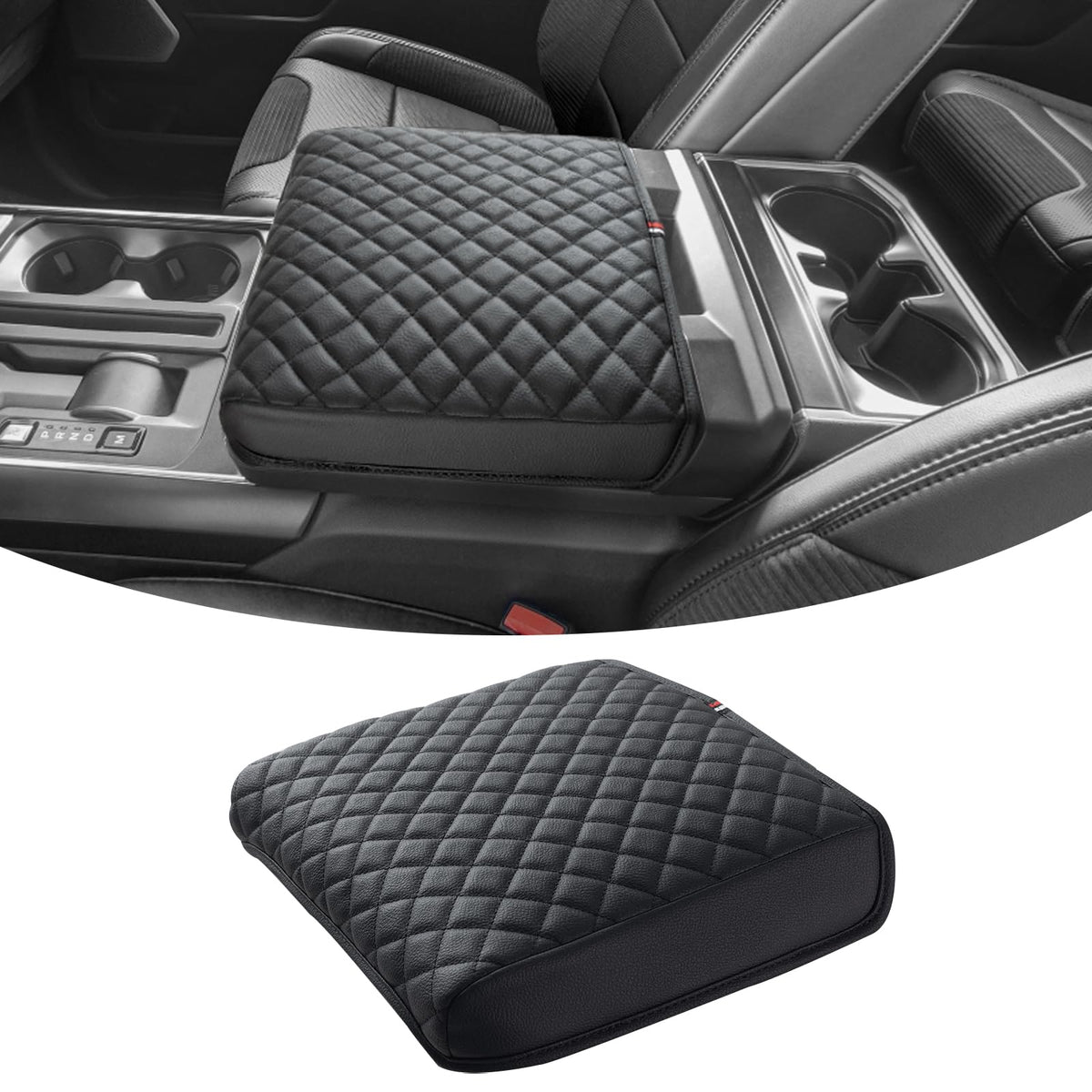 JDMCAR armrest cover front view showing sleek black finish and full coverage benefit