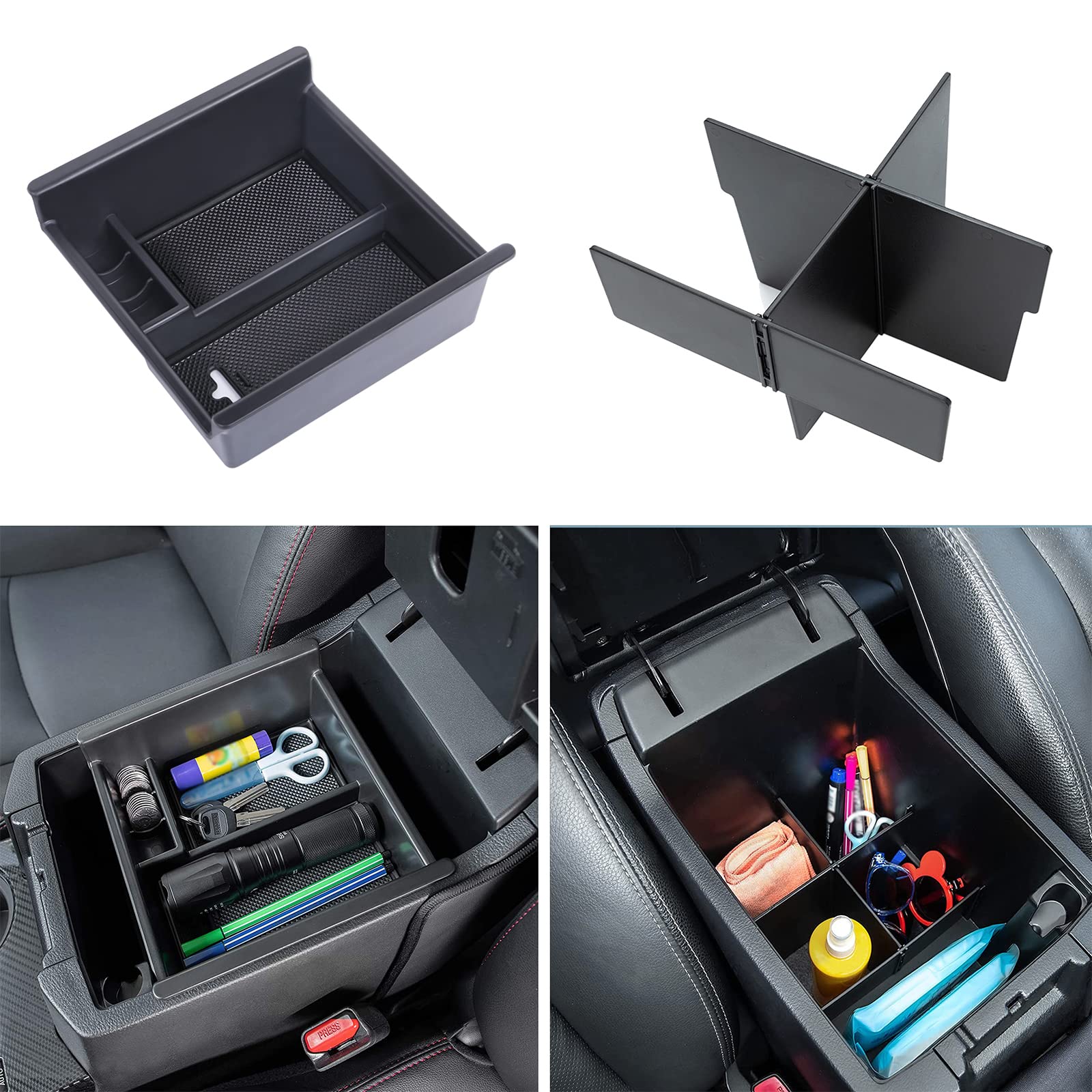 JDMCAR front view of center console inserts showing compartment layout and quick access