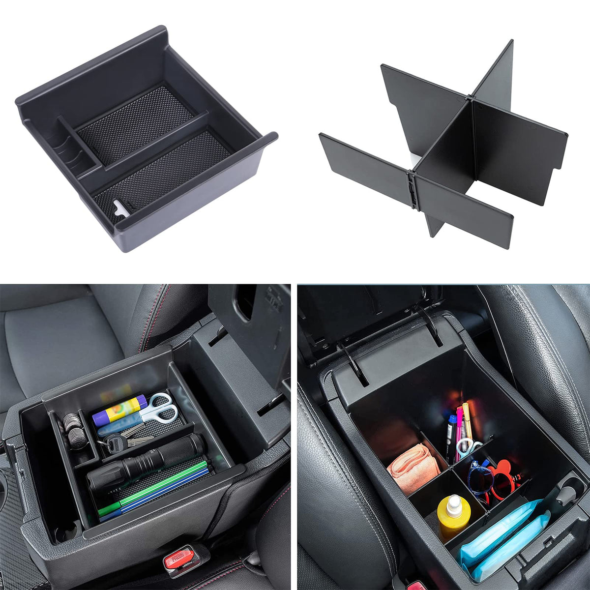 JDMCAR front view of center console inserts showing compartment layout and quick access