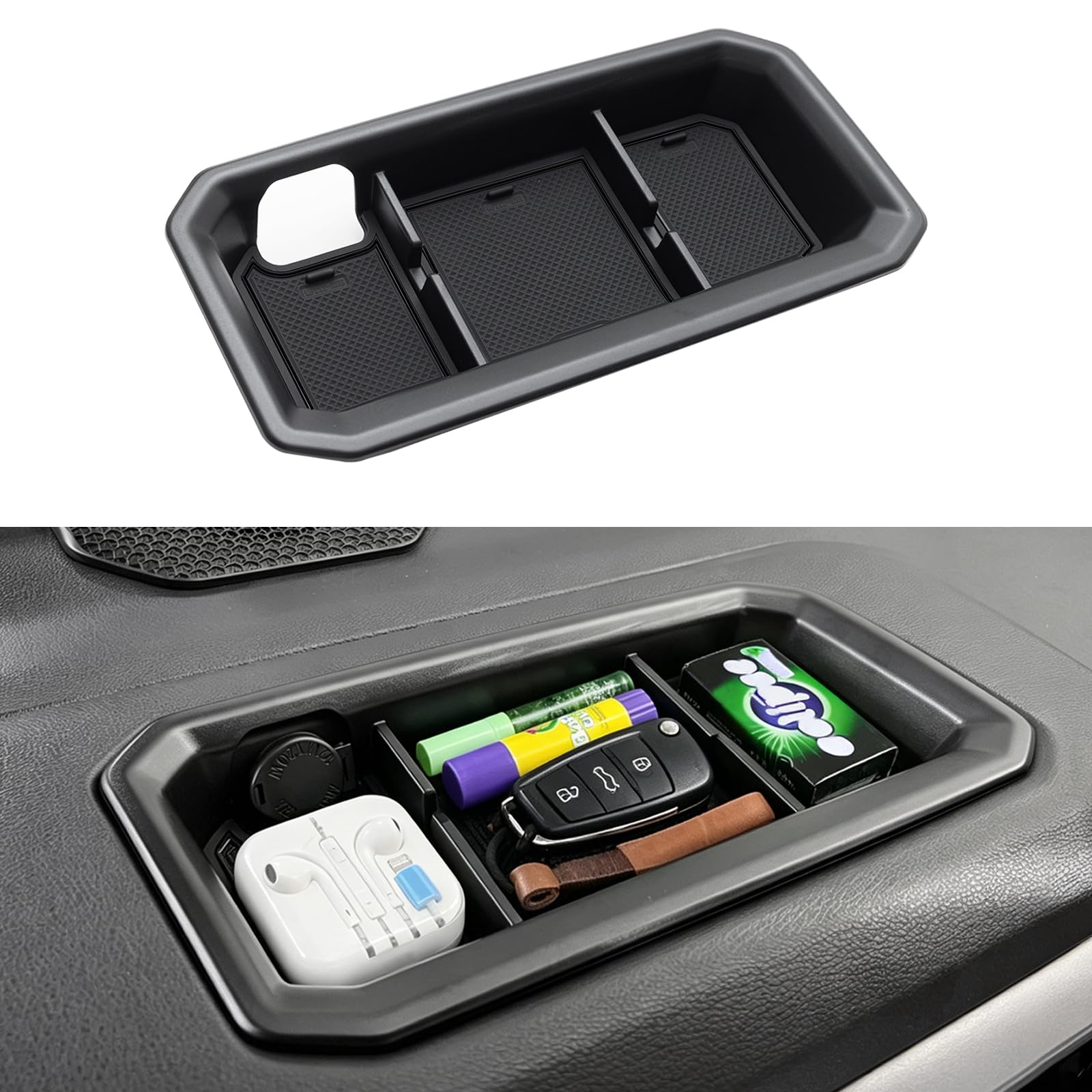 JDMCAR front view of dashboard tray showing clean fit and storage