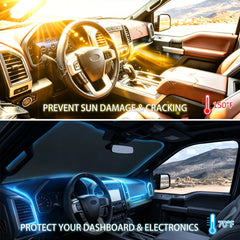 JDMCAR close-up of reflective 310T polyester blocking heat and glare