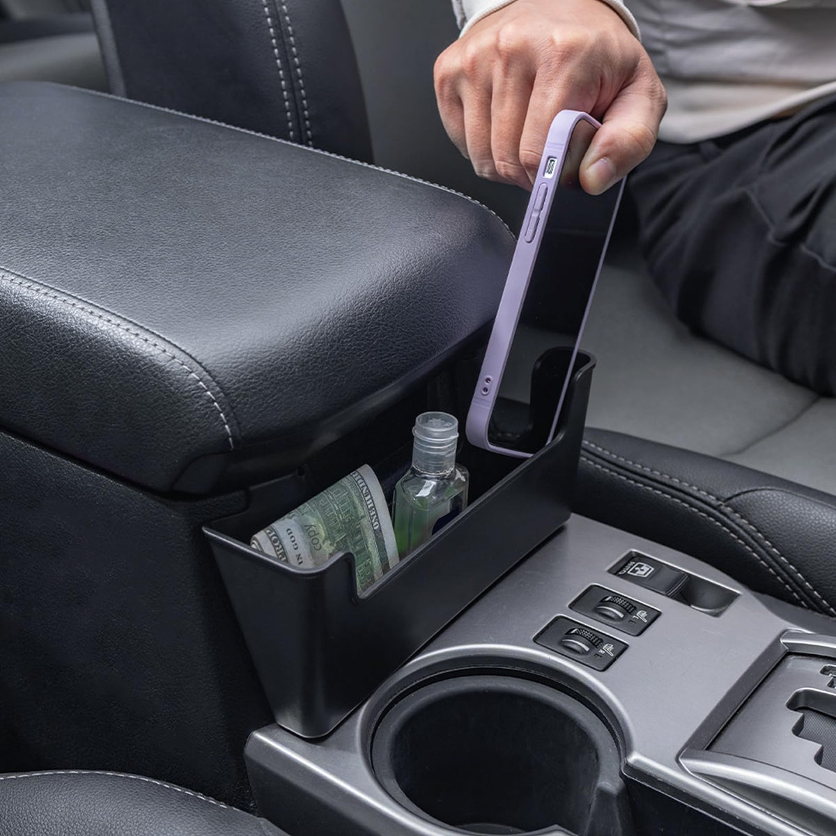 JDMCAR front view installed in 4Runner center console, tidy organization benefit