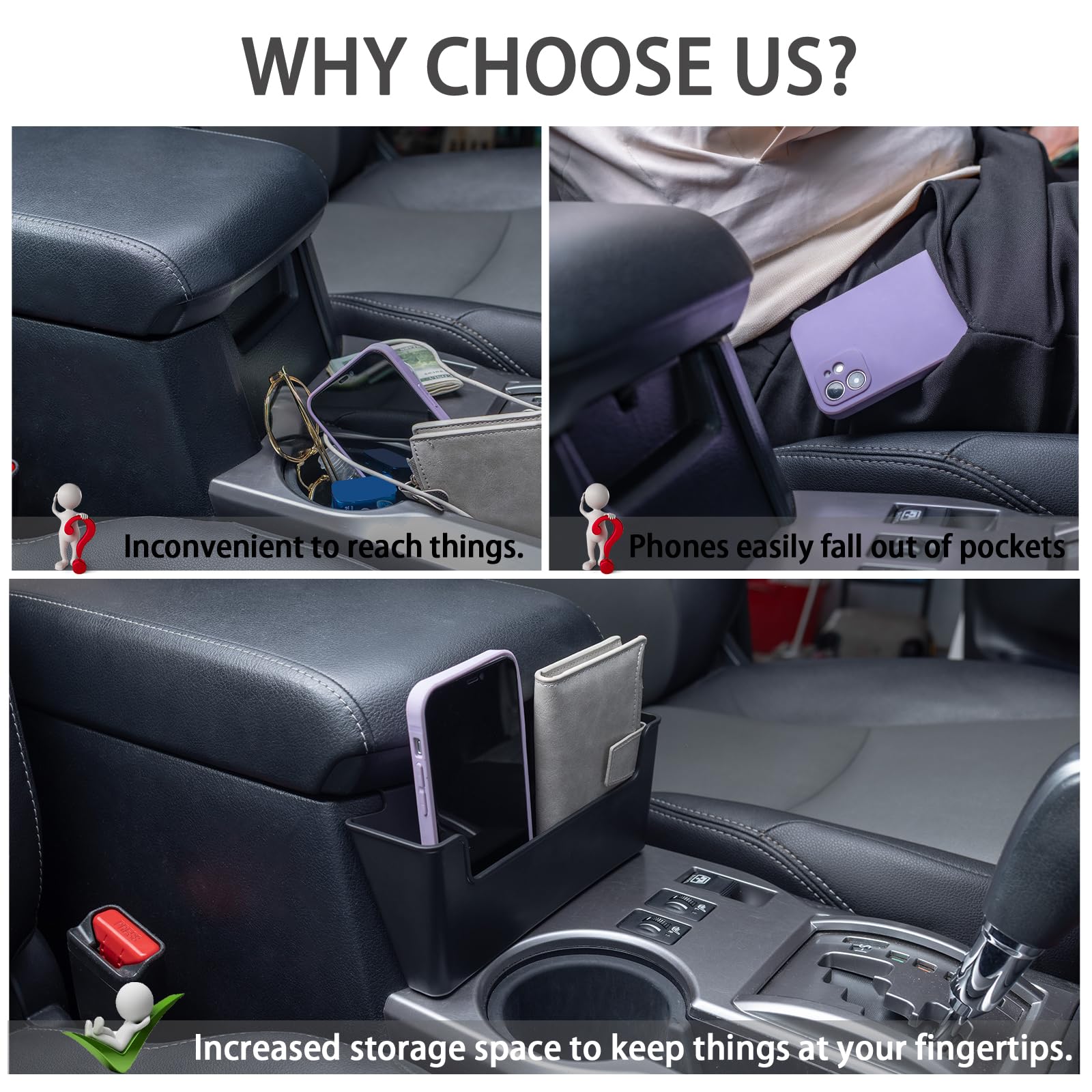 JDMCAR in use holding phone and wallet for quick access while driving