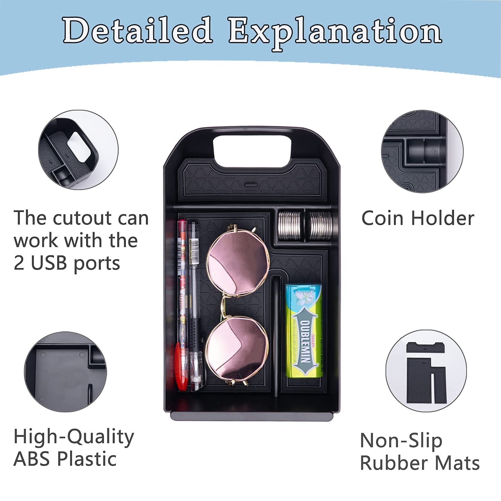 JDMCAR in use with phone sunglasses and coins for quick reach and order