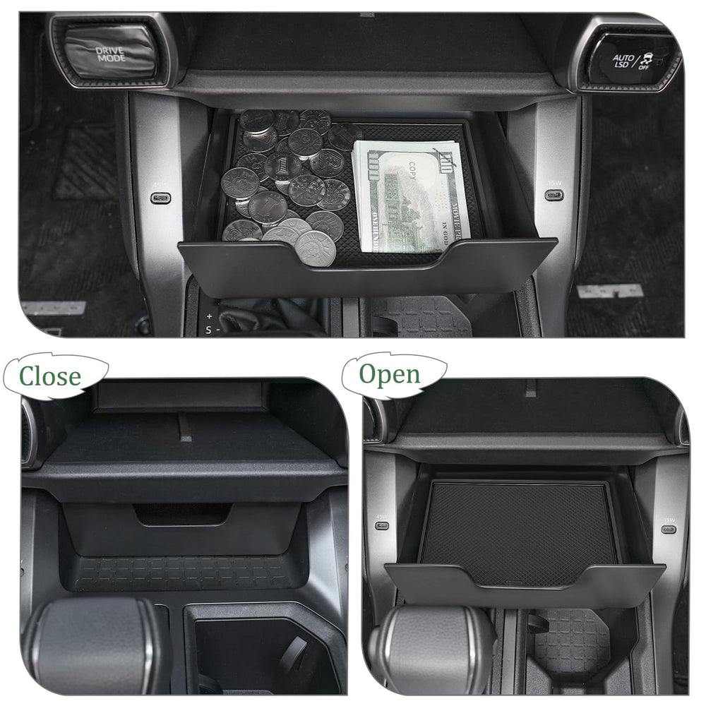 JDMCAR drawer holding keys sunglasses and coins showing organized cabin benefit
