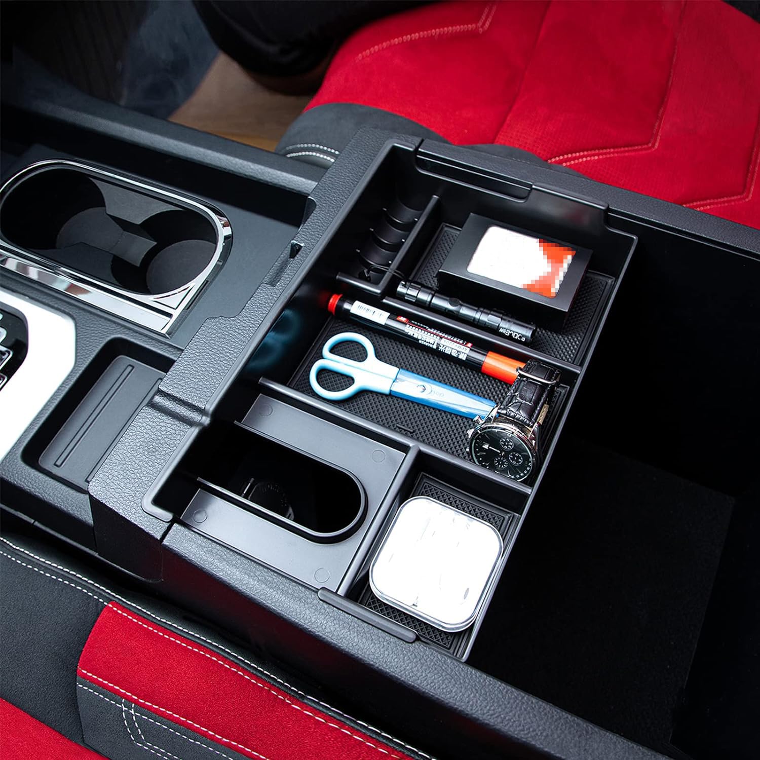 JDMCAR removable rubber liners close-up preventing items from rattling