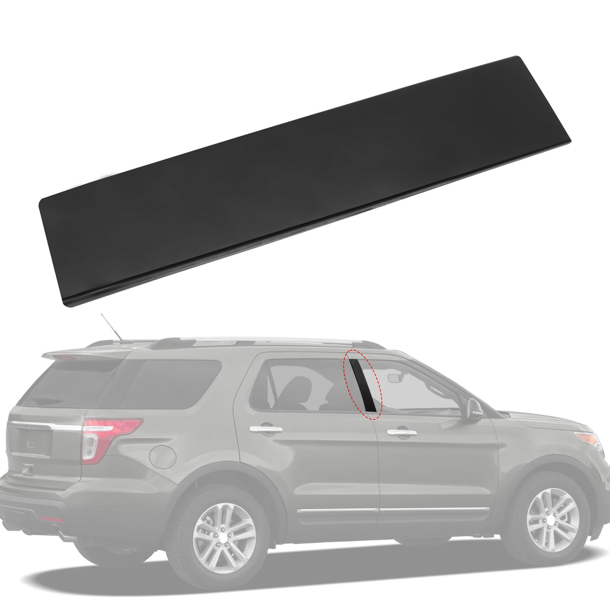 JDMSPEED front right B pillar molding overview showing gloss black finish for refreshed appearance
