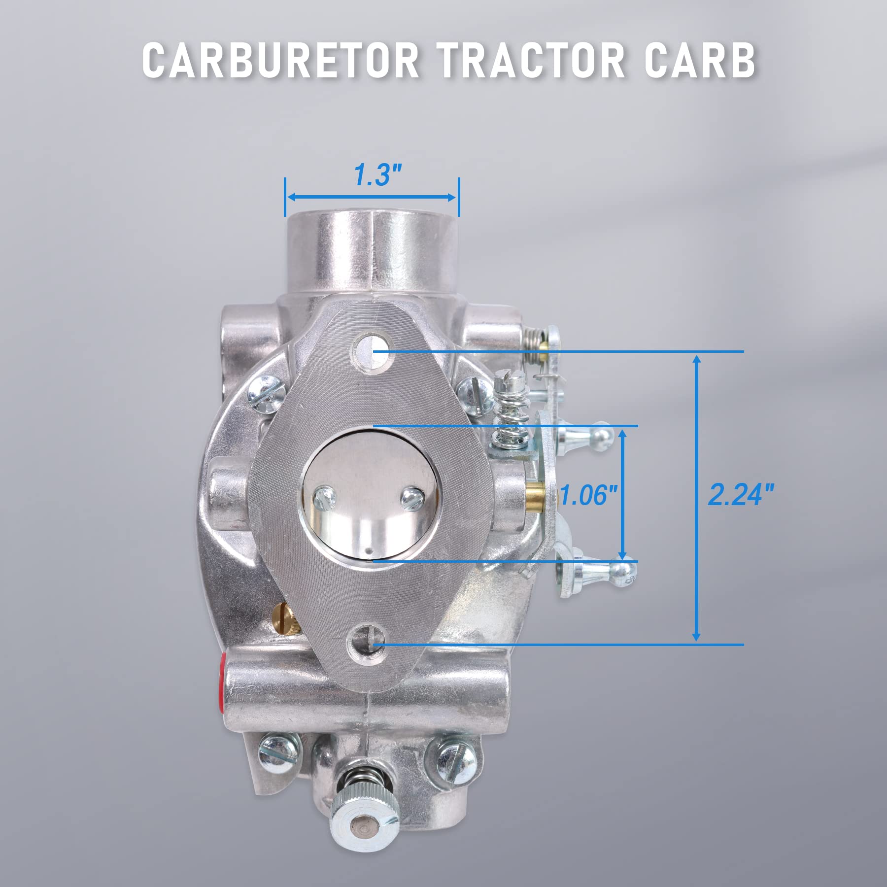 JDMSPEED carburetor installed on Ford tractor demonstrating correct alignment