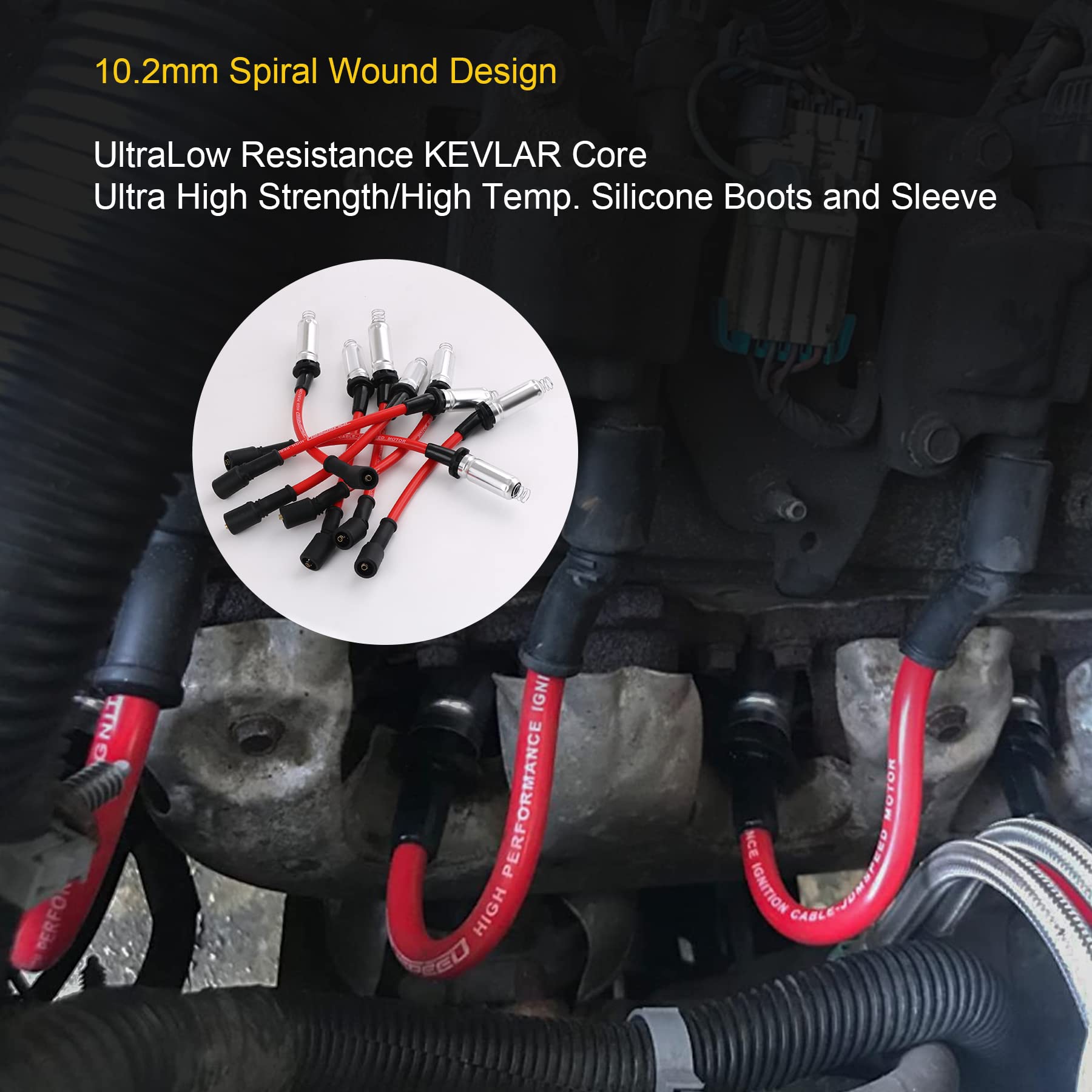 JDMSPEED spiral-wound conductor detail showing low-resistance performance