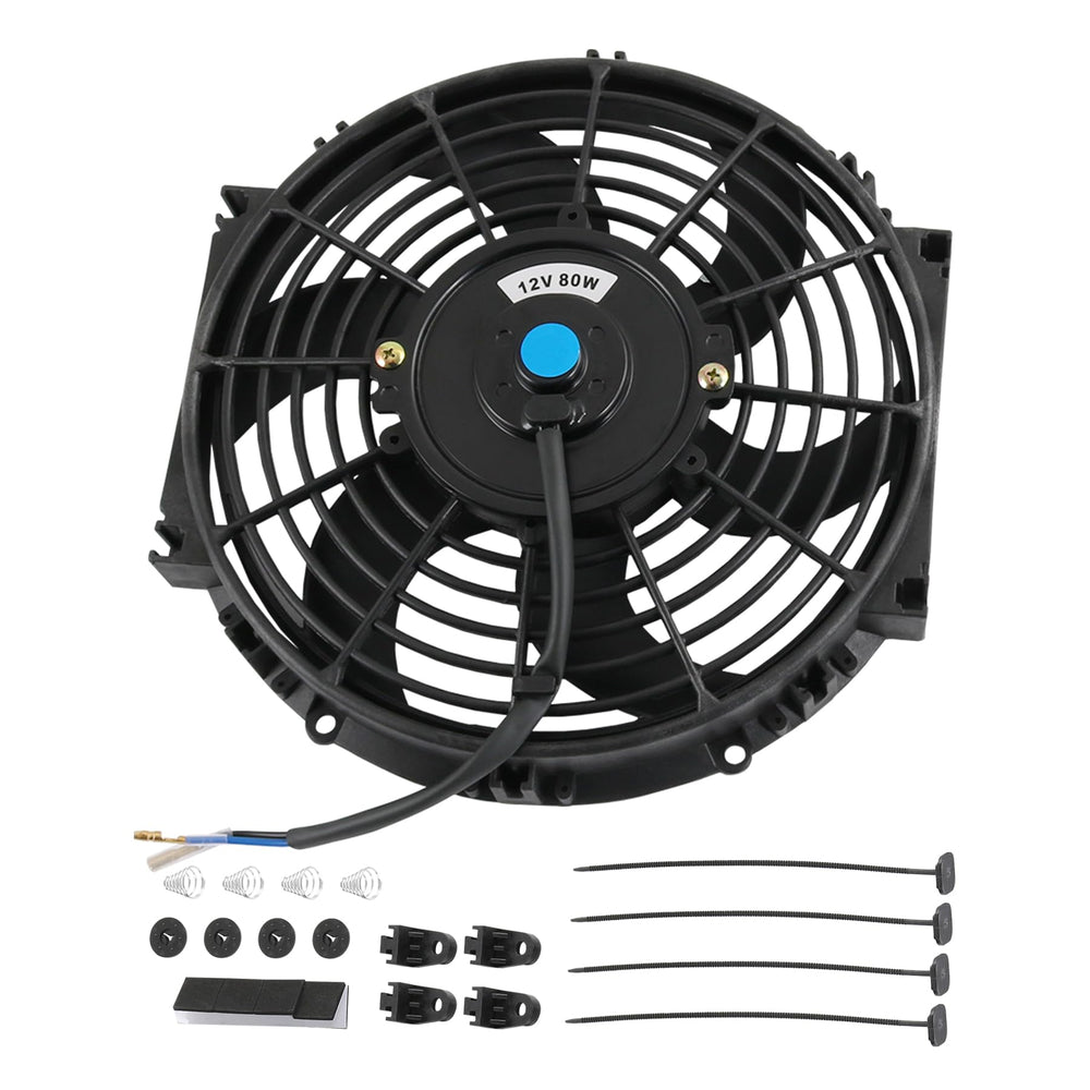JDMSPEED front view of 10-inch fan showing airflow and compact design benefits
