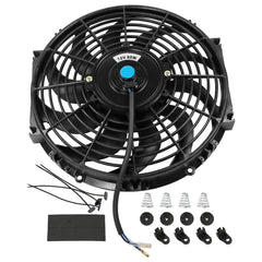 JDMSPEED front view of 12 inch slim fan showing compact design and high airflow