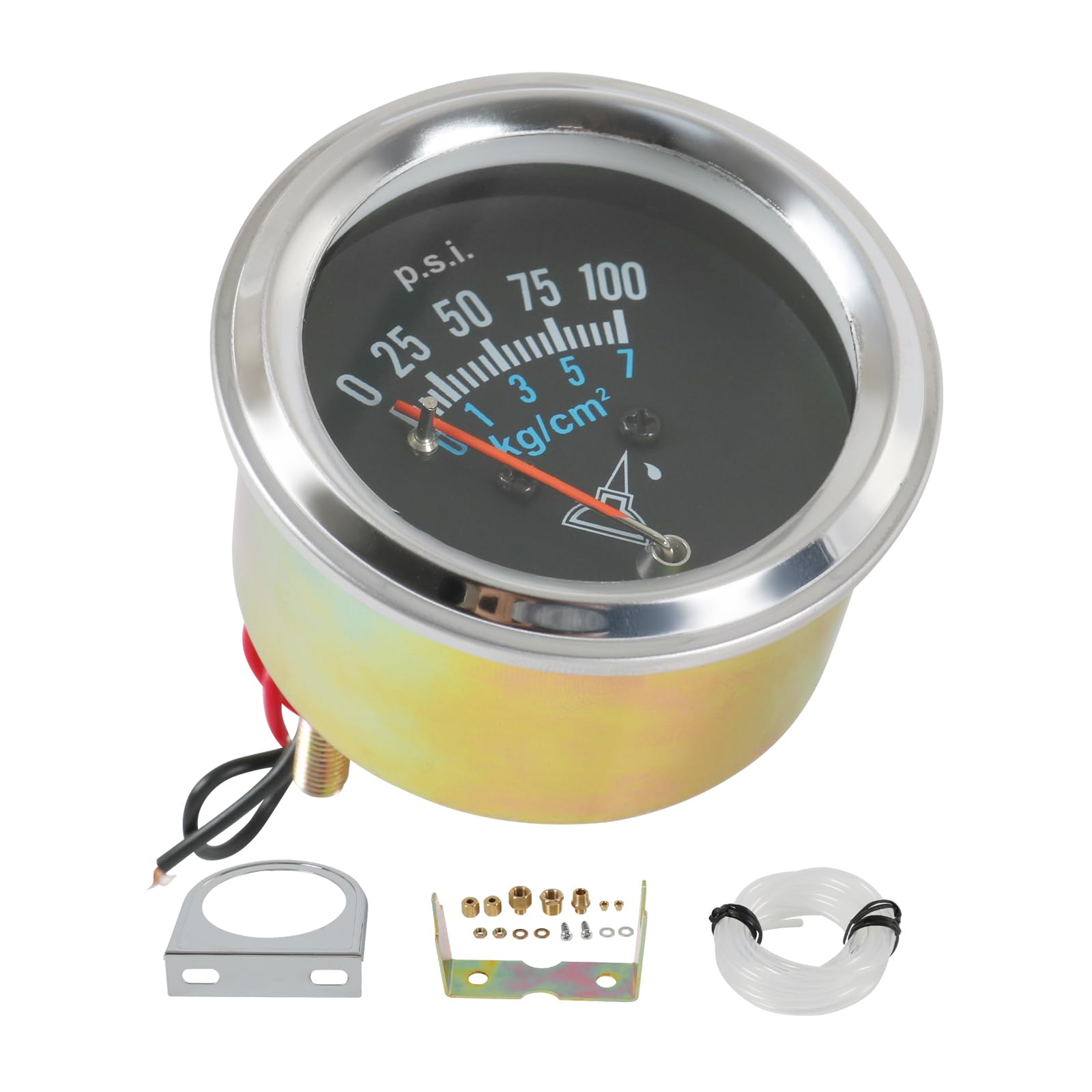 JDMSPEED gauge next to ruler illustrating compact 2-inch size for easy panel fitment benefit