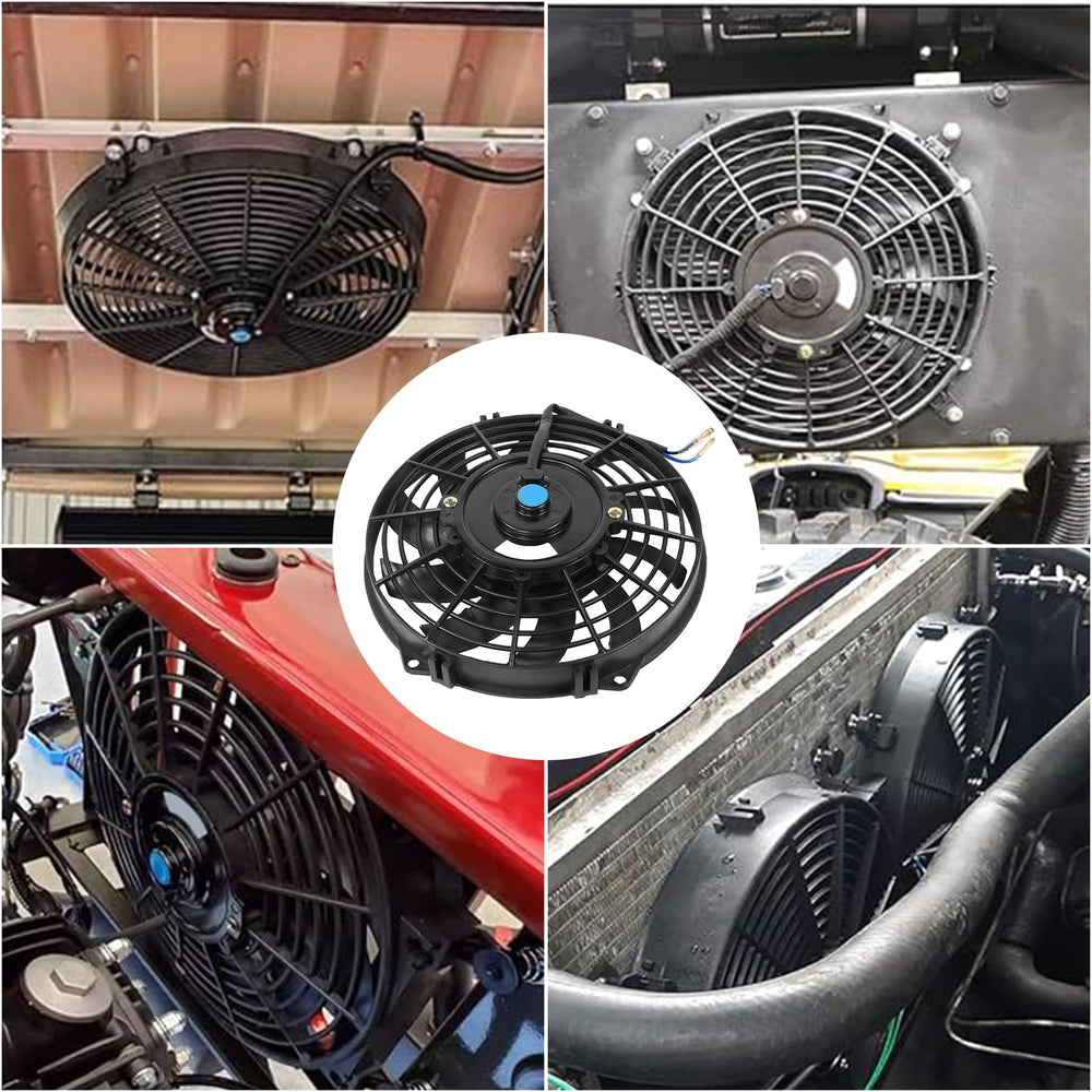 JDMSPEED fan installed as pusher in front of intercooler demonstrating targeted airflow