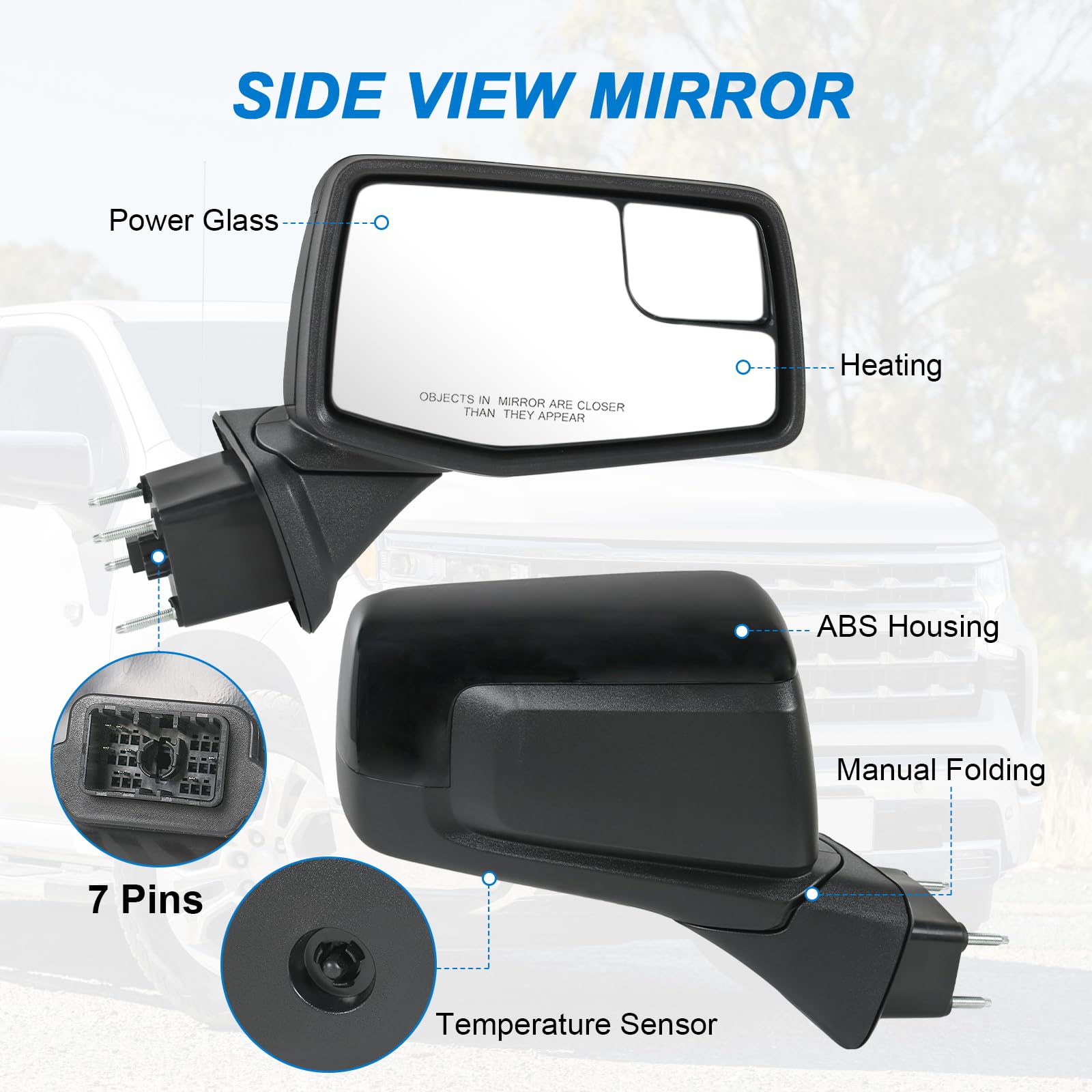 JDMSPEED close-up of mirror glass highlighting heated element for clear vision