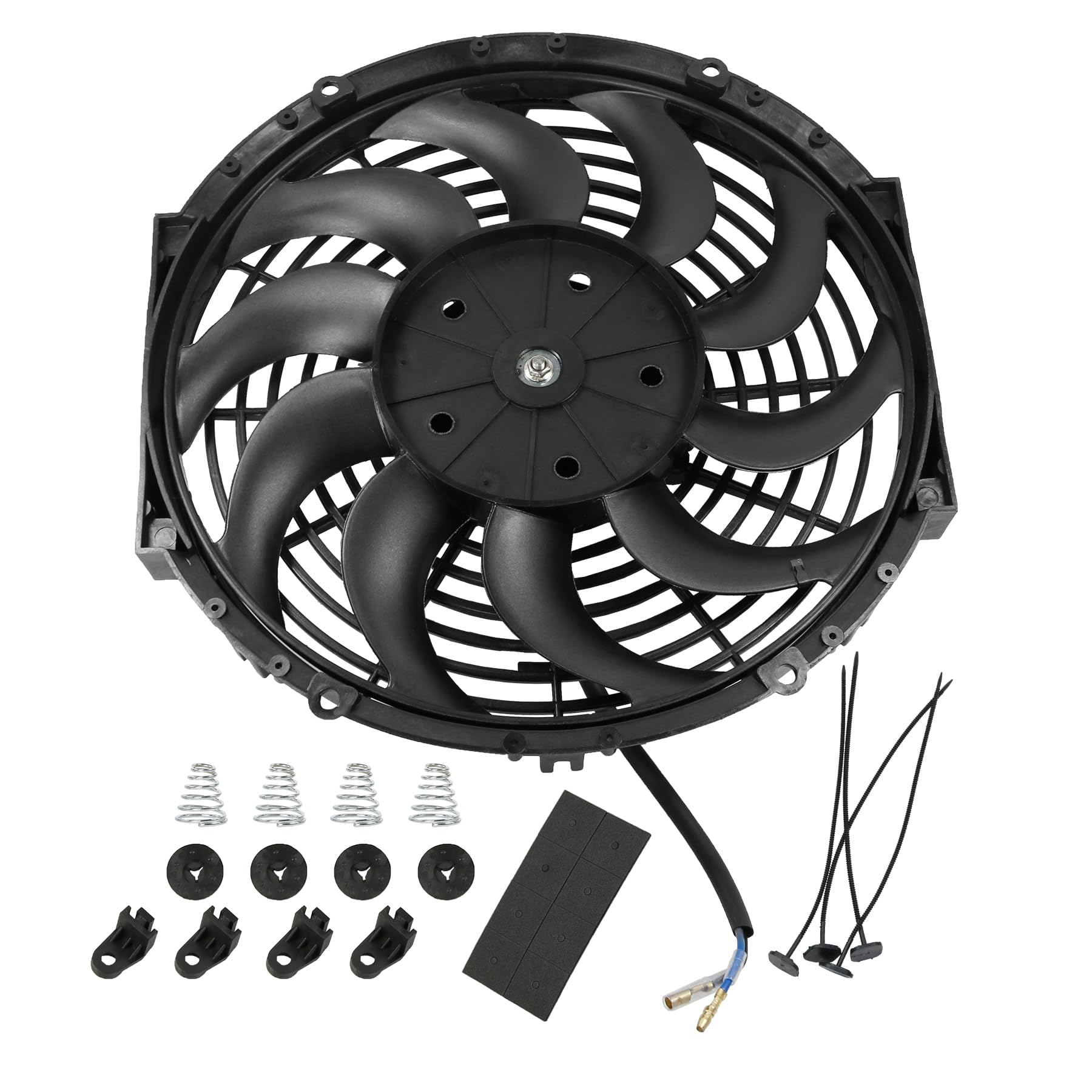 JDMSPEED fan next to ruler showing 12 inch size and compact scale benefit