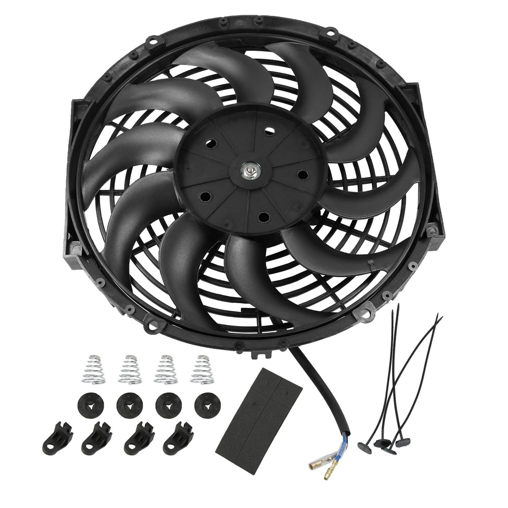 JDMSPEED fan next to ruler showing 12 inch size and compact scale benefit