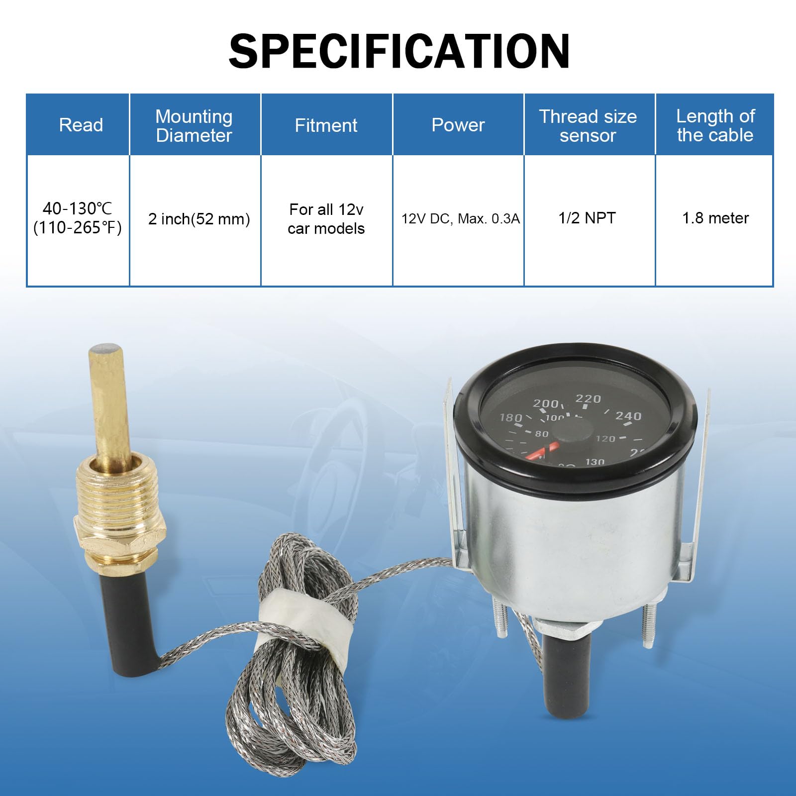 JDMSPEED sensor thread closeup showing 1/2" NPT fit for easy engine installation benefit