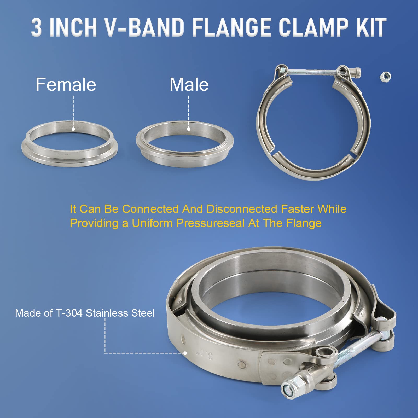 JDMSPEED pair of stainless steel flanges side view showing flat mating surfaces