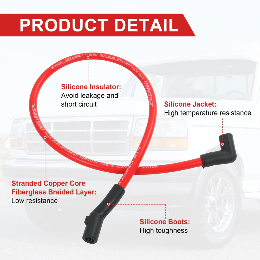 JDMSPEED ignition wires installed on Ford engine, improving ignition reliability during use