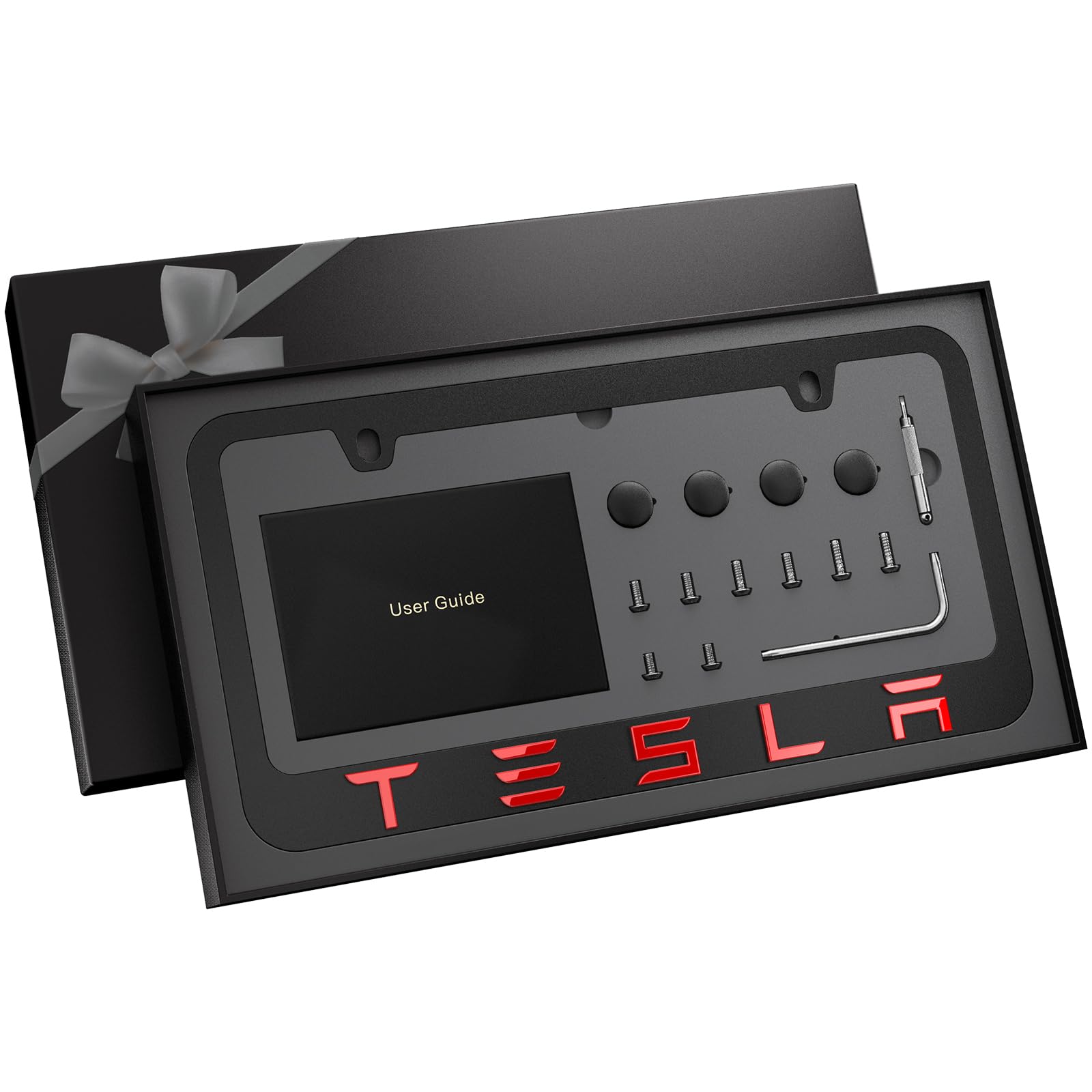 JDMstyle black license plate frame front view showing slim profile and refined finish