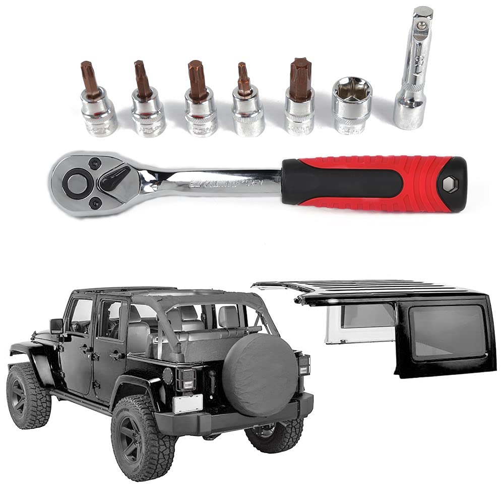 JeCar front view of full Torx kit showing organized tools and pouch, ideal for Wrangler maintenance