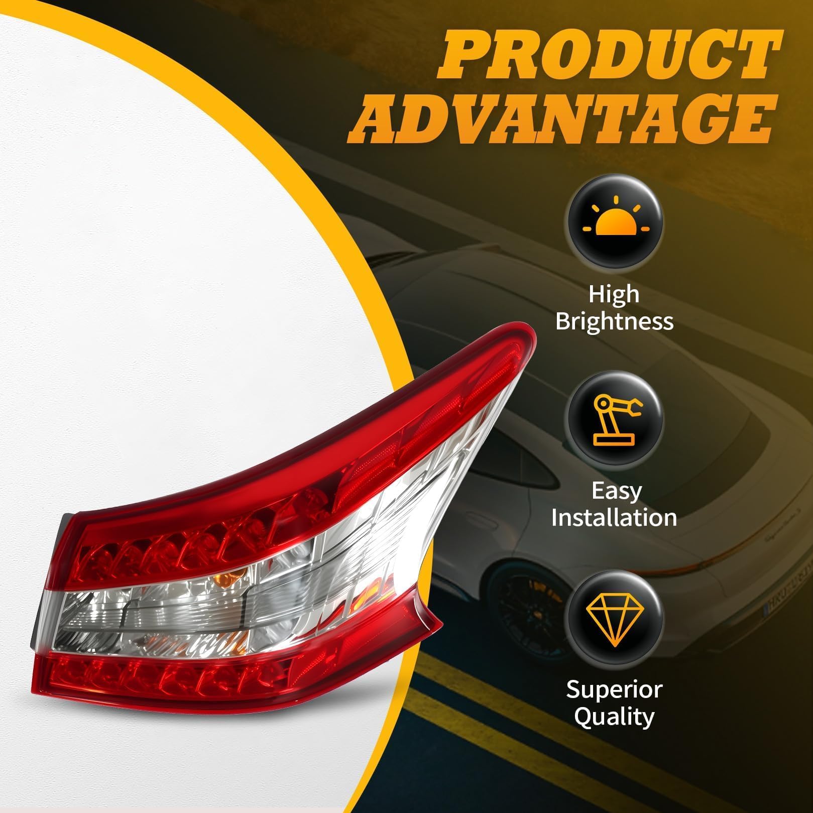 Jecoupoon tail light mounted on Sentra showing restored rear illumination benefit