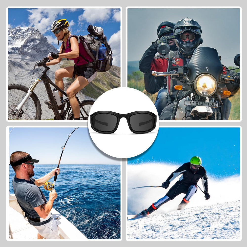 Jeemeele goggles on motorcycle rider demonstrating clear vision and dustproof benefit
