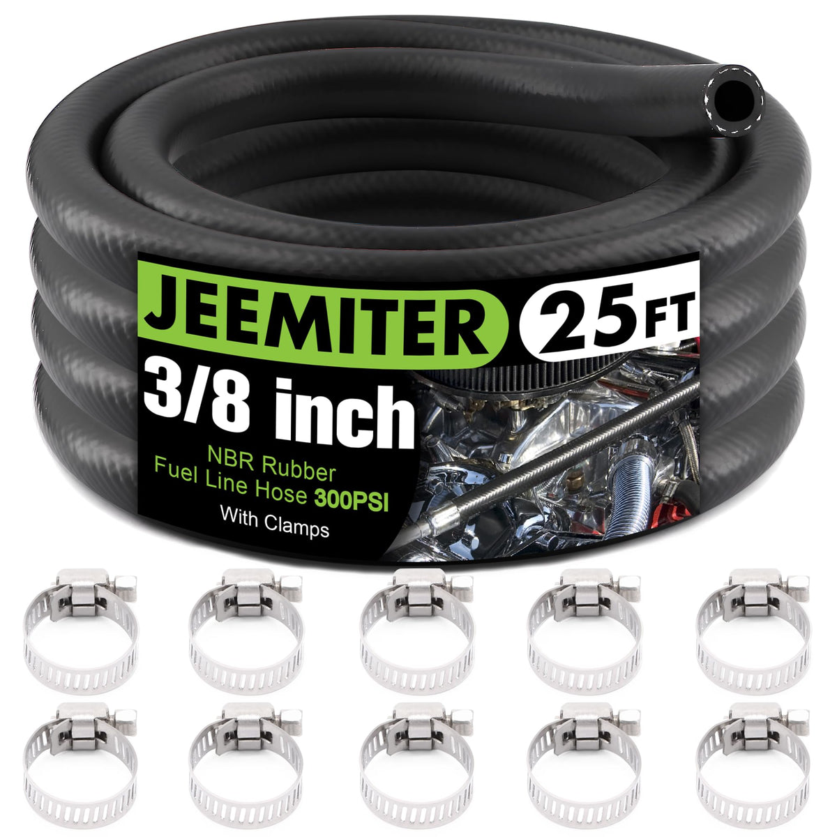 Jeemiter front packaging showing hose kit and benefits