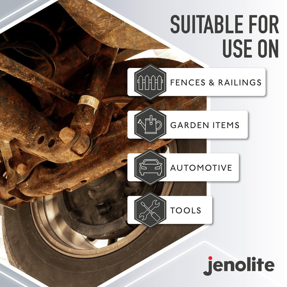 JENOLITE before and after rust conversion showing paint-ready finish