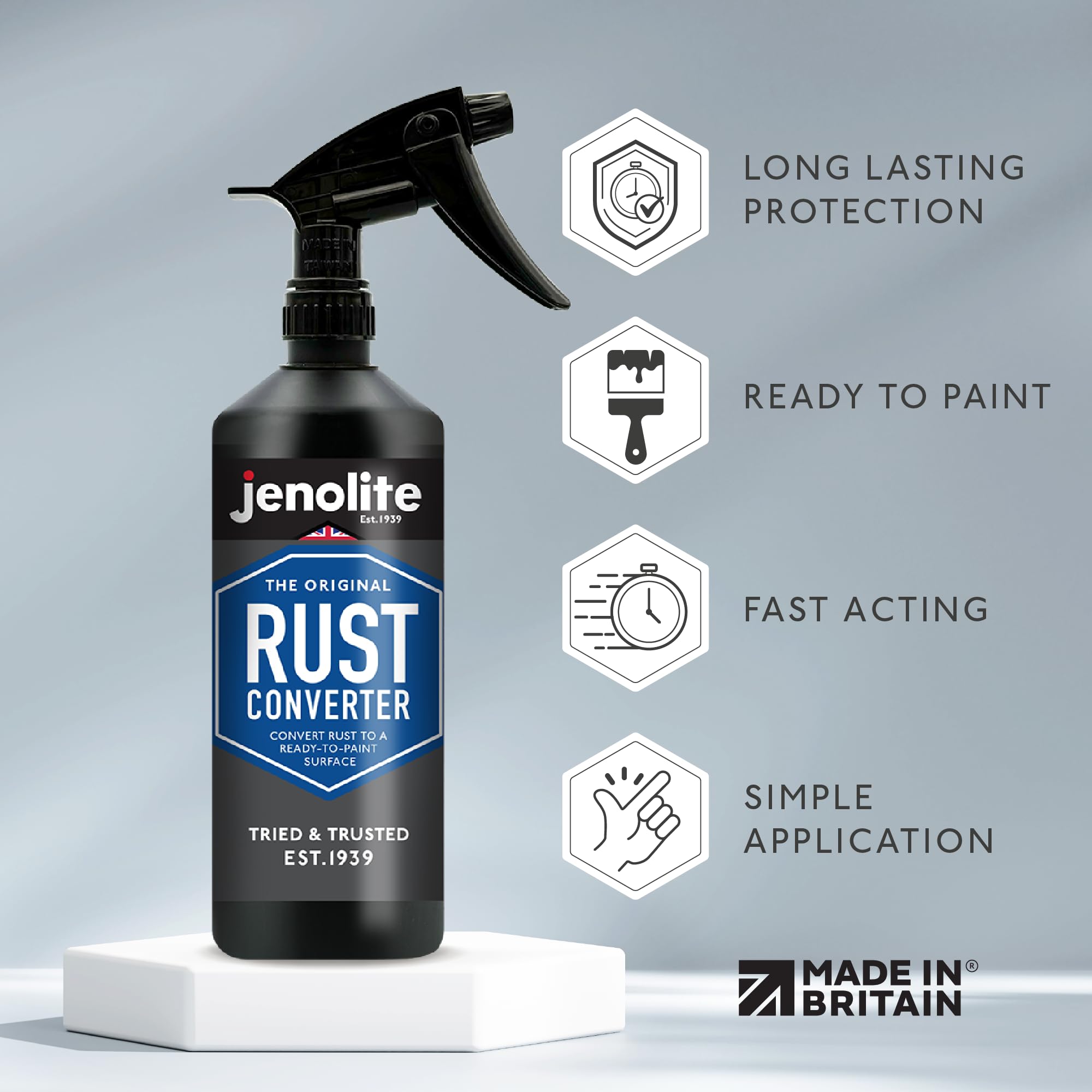 JENOLITE trigger applicator close-up for controlled, even coverage