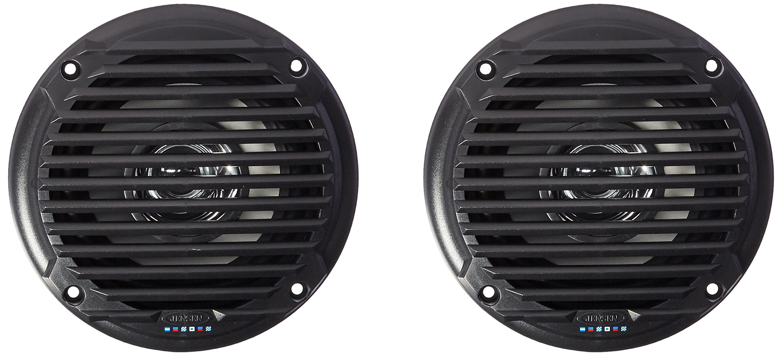 Jensen MS5006BR front grille view showing durable black finish and weatherproof protection