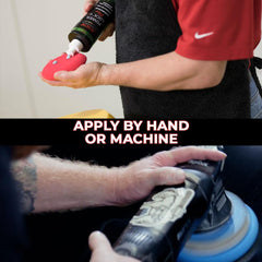 Jescar Power Lock Plus being applied with a foam pad by hand demonstrating simple application