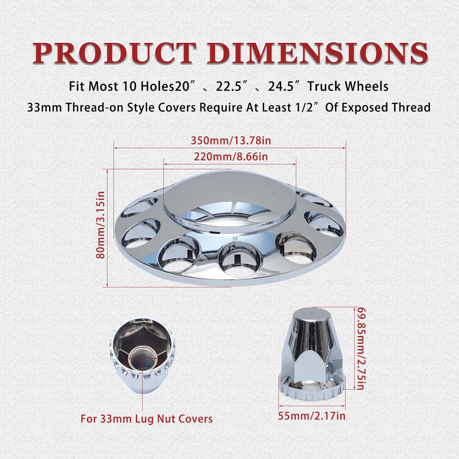 JESONN chrome lug nut covers assembled for quick visual upgrade