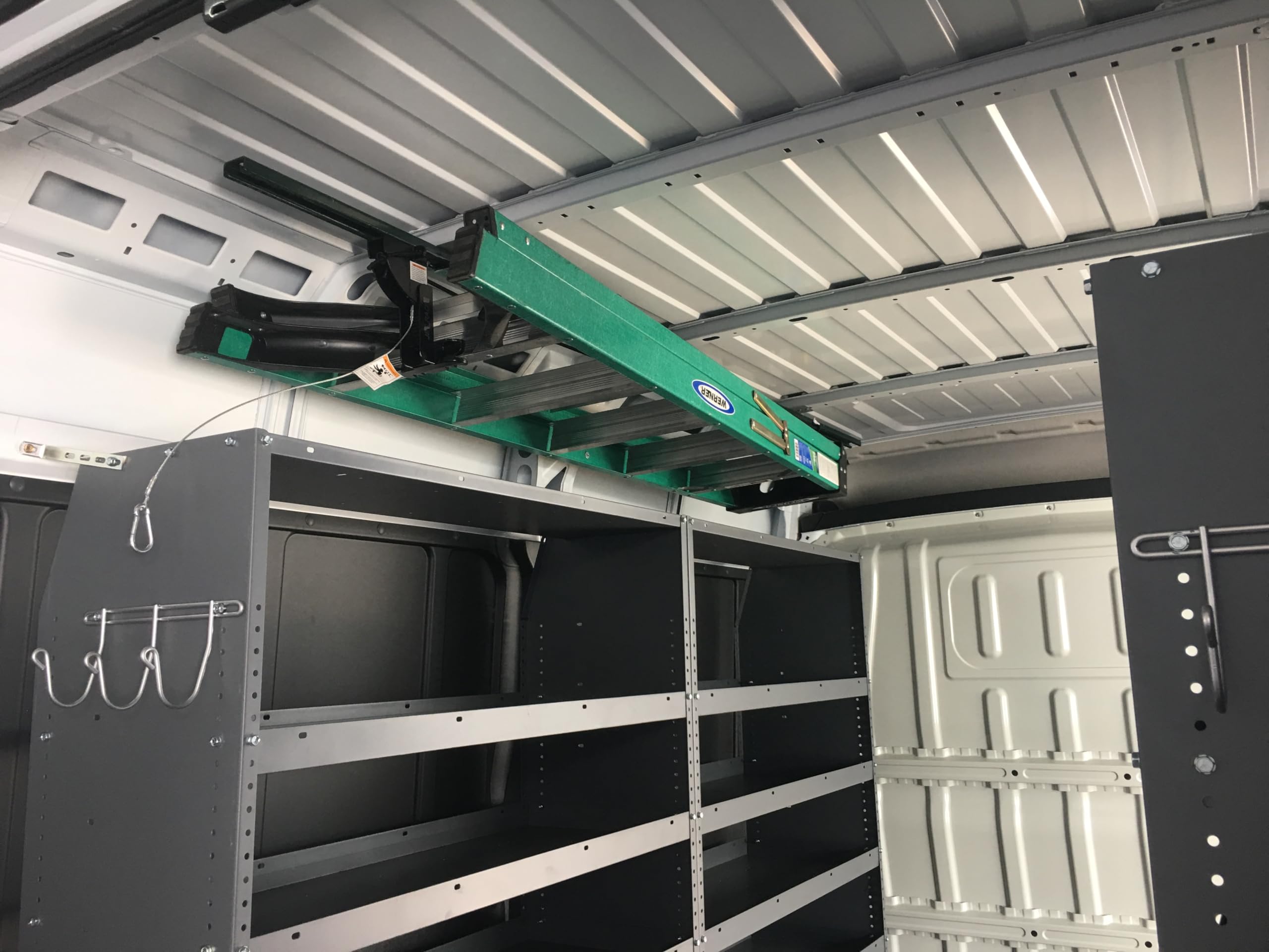 JET Rack beside folded ladder showing fit guidance and size compatibility