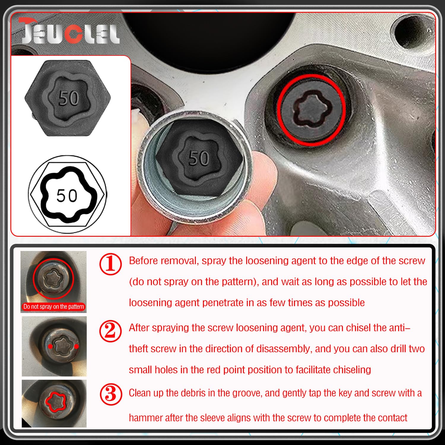 JEUCLEL adapter and punch close-up showing secure changing function