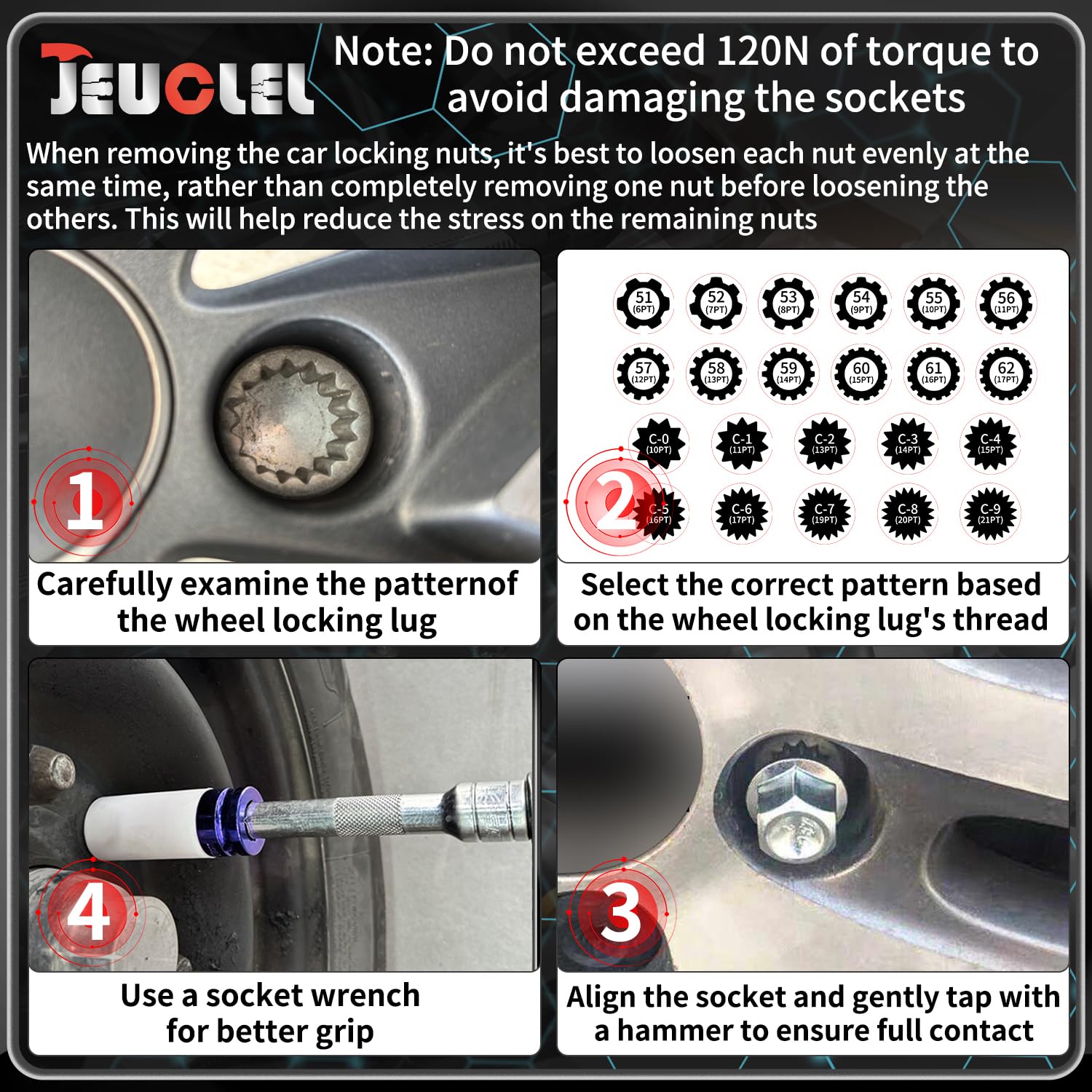 JEUCLEL blow-molded case opened with organized tools for quick access