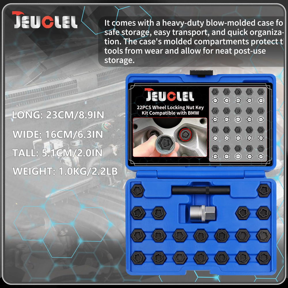 JEUCLEL kit in car trunk for emergency wheel changes and peace of mind