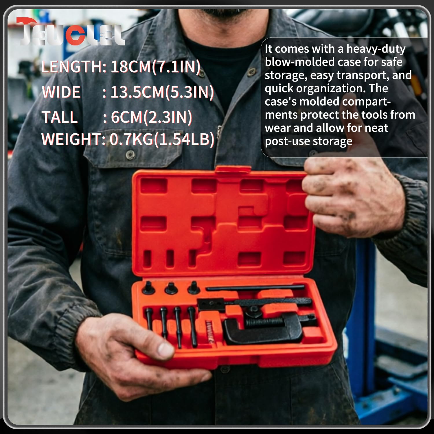 JEUCLEL red carrying case closed for portable storage and organized transport