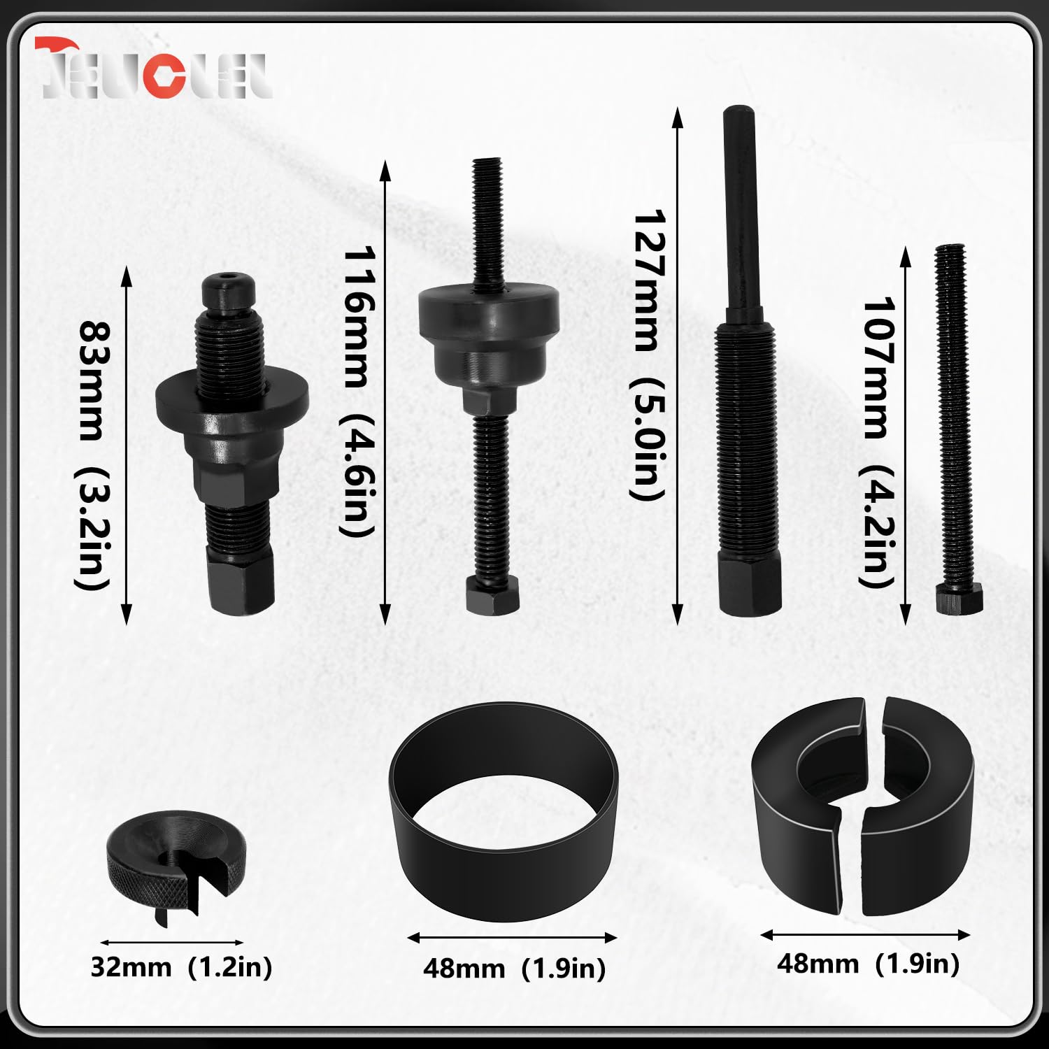 JEUCLEL socket and fastening screws detail, durable parts for repeated use