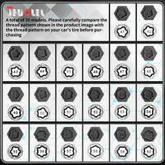 JEUCLEL close top view of 20 different sockets highlighting pattern variety