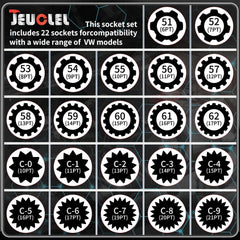 JEUCLEL close-up of multiple sockets highlighting precise fit benefit